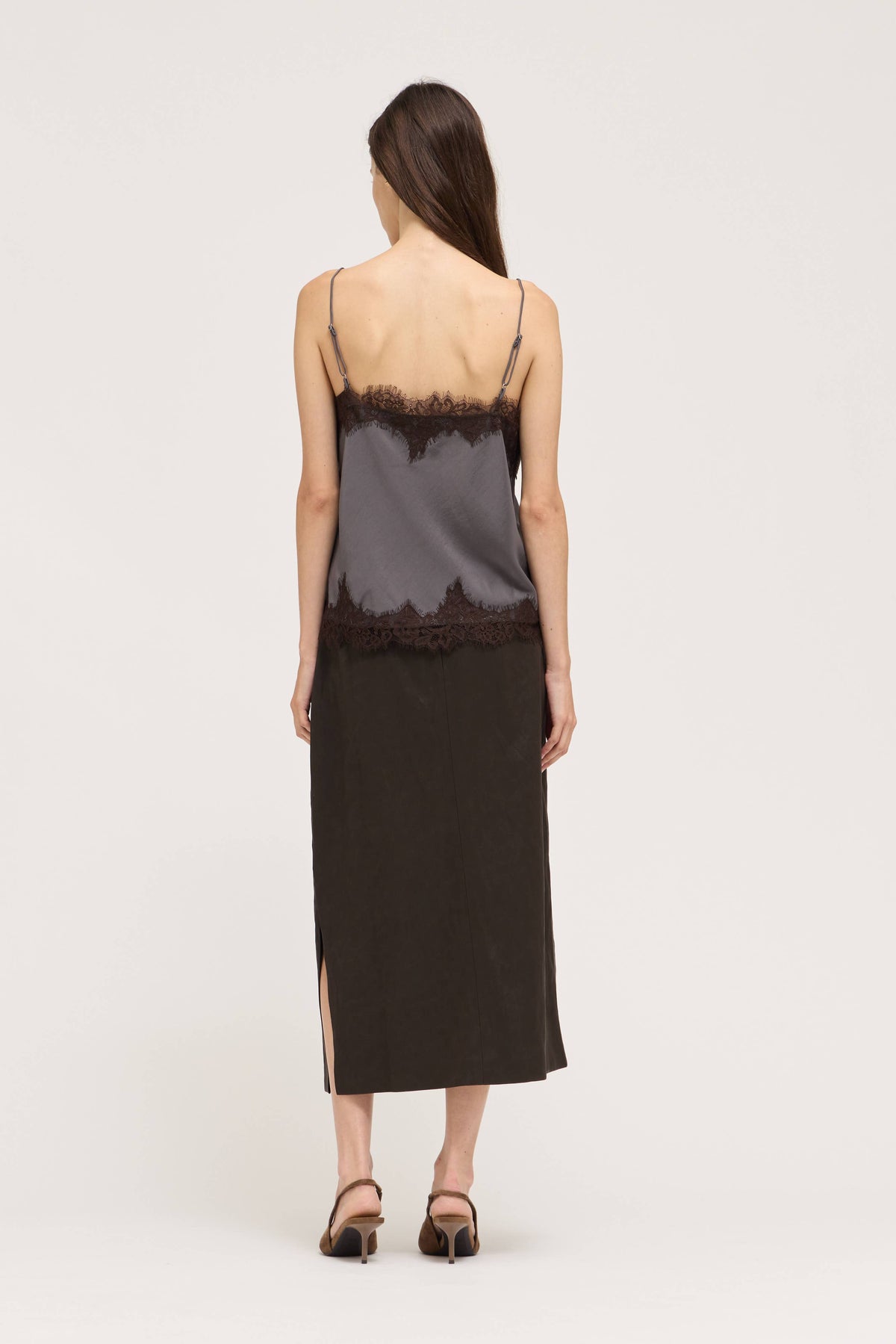 Satin Lace Trim Cami Top