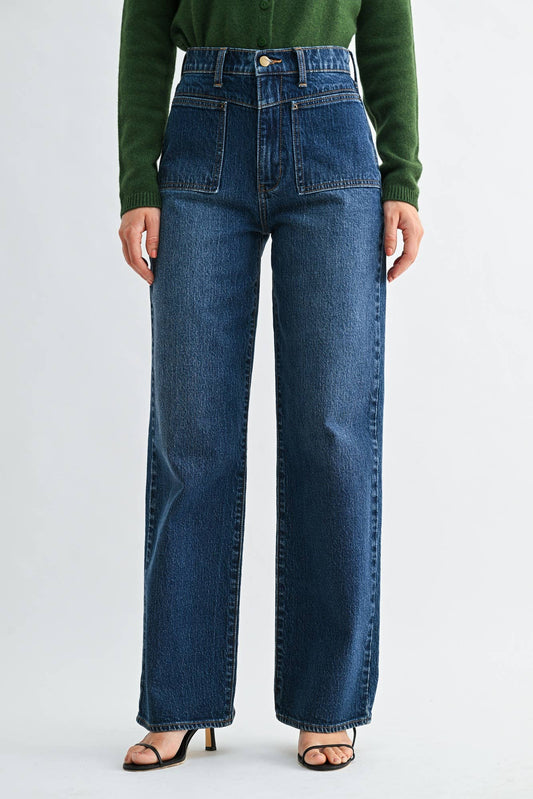 Dark Wash High Rise Square Pocket Jeans