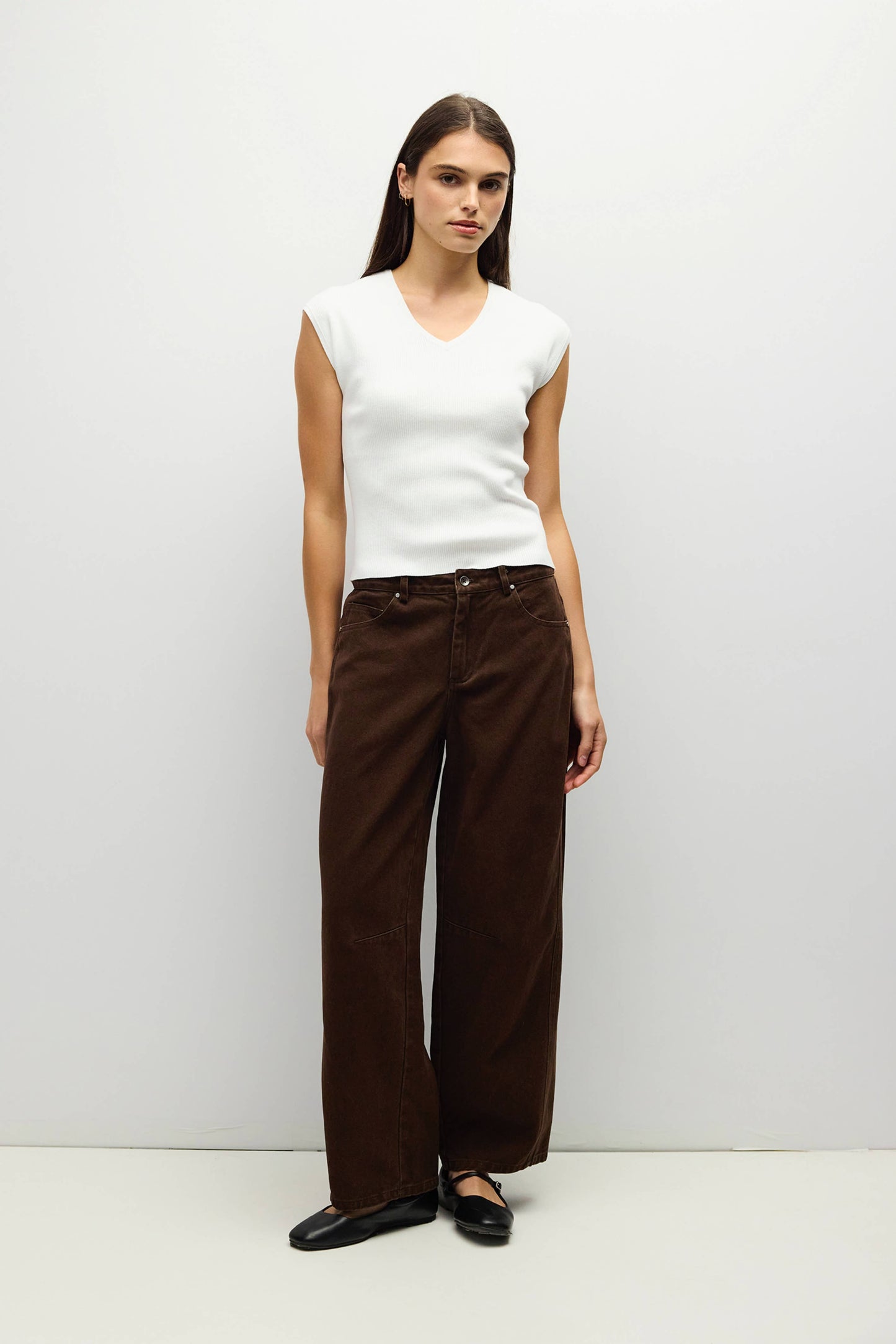 V-Neck Ribbed Knit Top