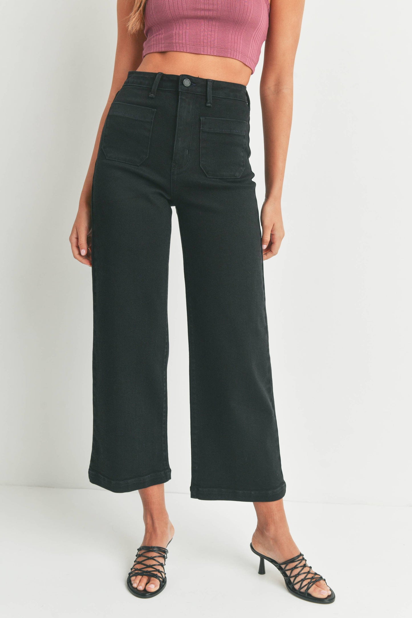 Black Patch Pocket Wide Leg Jean