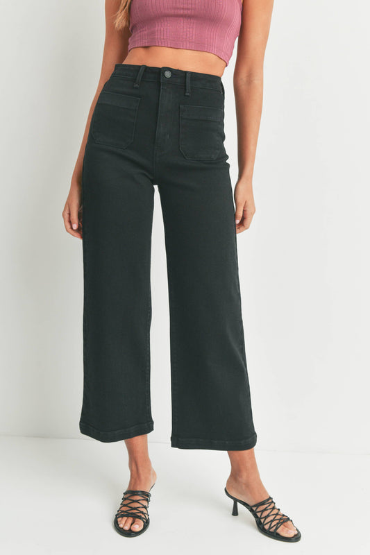 Black Patch Pocket Wide Leg Jean