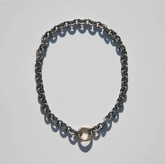 Two-Tone Rhodium Link & Chain Necklace