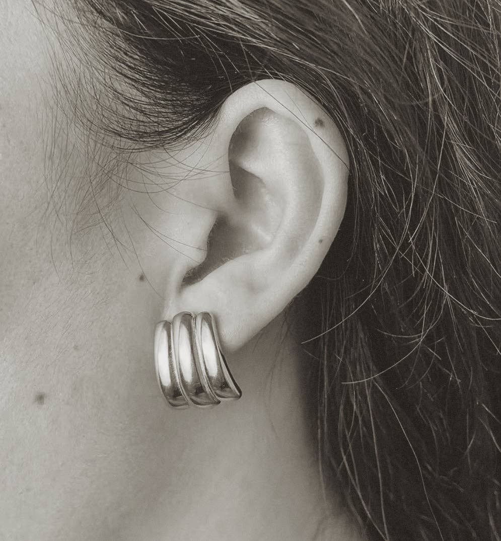 Textured Gold Statement Stud Earrings