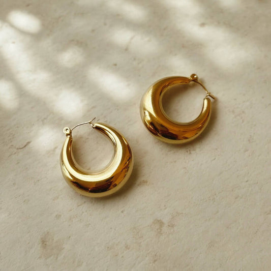 Rounded Big Gold Hoop Earrings
