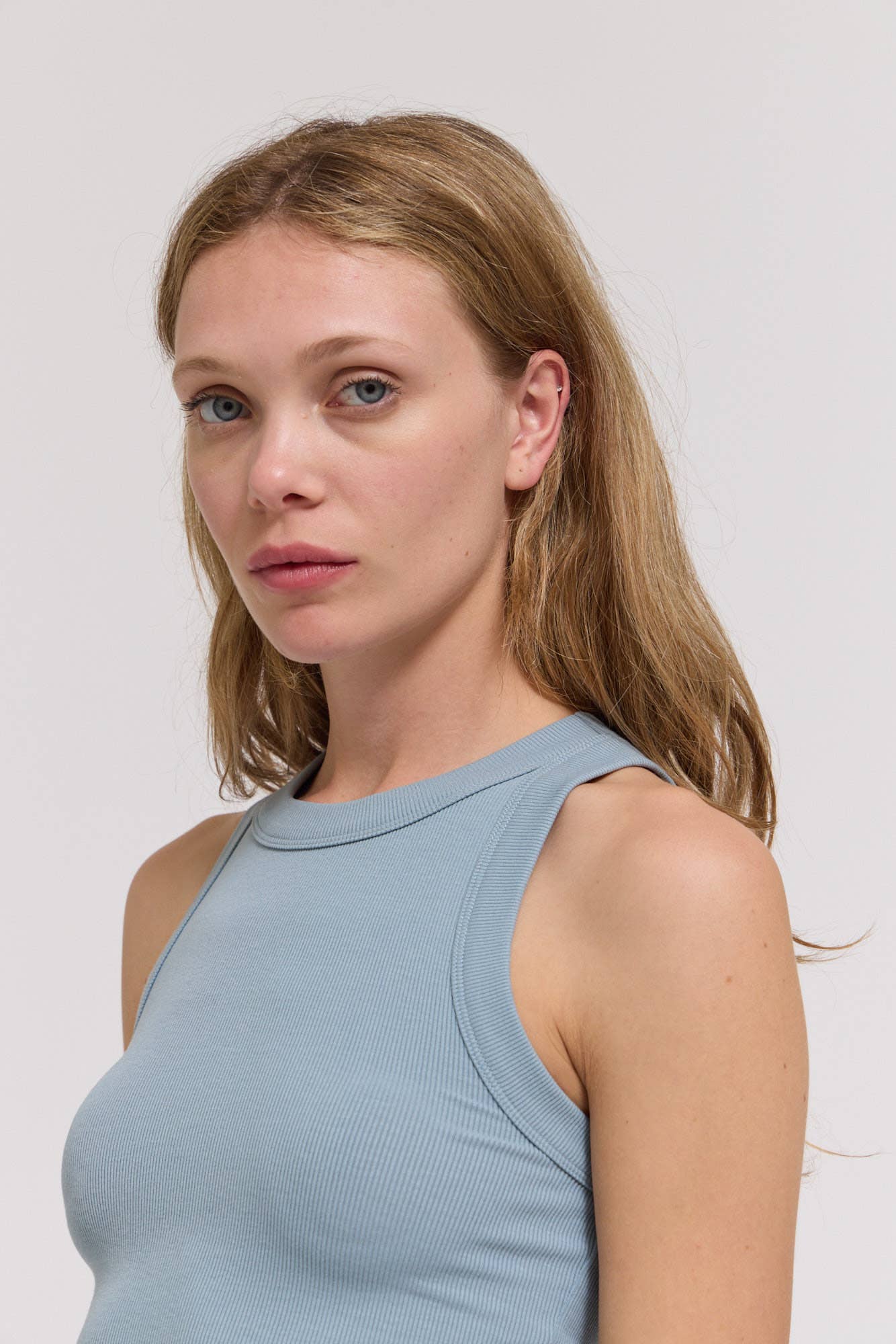 Jersey Knit Curved Hem Tank Top