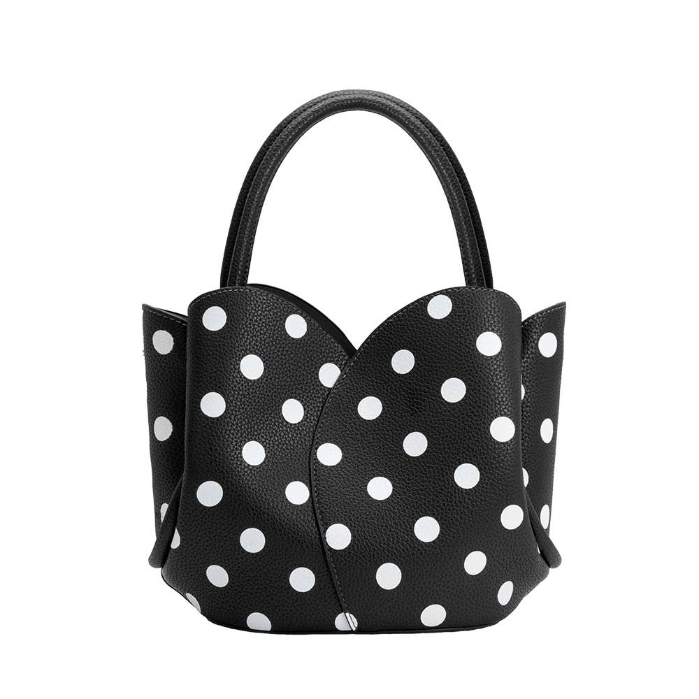 Tulip Black Polka Dot Top Handle Bag