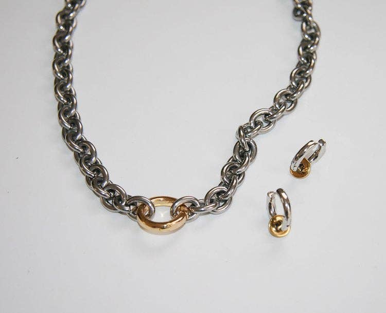 Two-Tone Rhodium Link & Chain Necklace