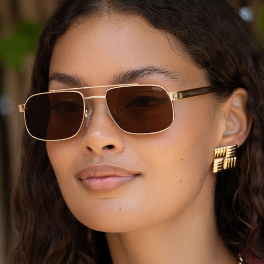 Vesper Gold/Brown Aviator Sunglasses