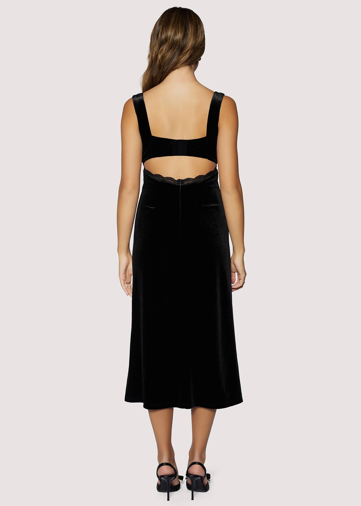 Black Velvet Lace Maxi Dress