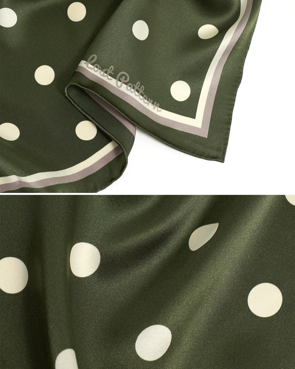 Dark Green Polka Dot Silk Scarf