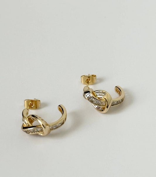 18K Gold Filled CZ Stone Knot Stud Earrings