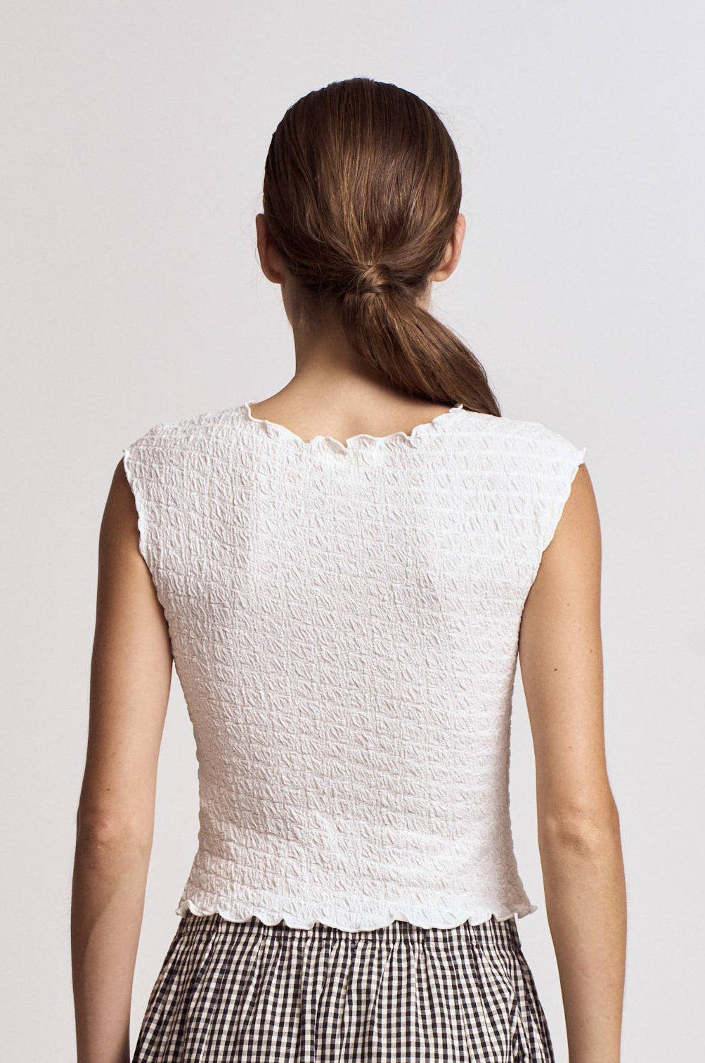 Textured Shirred SleevelessTop