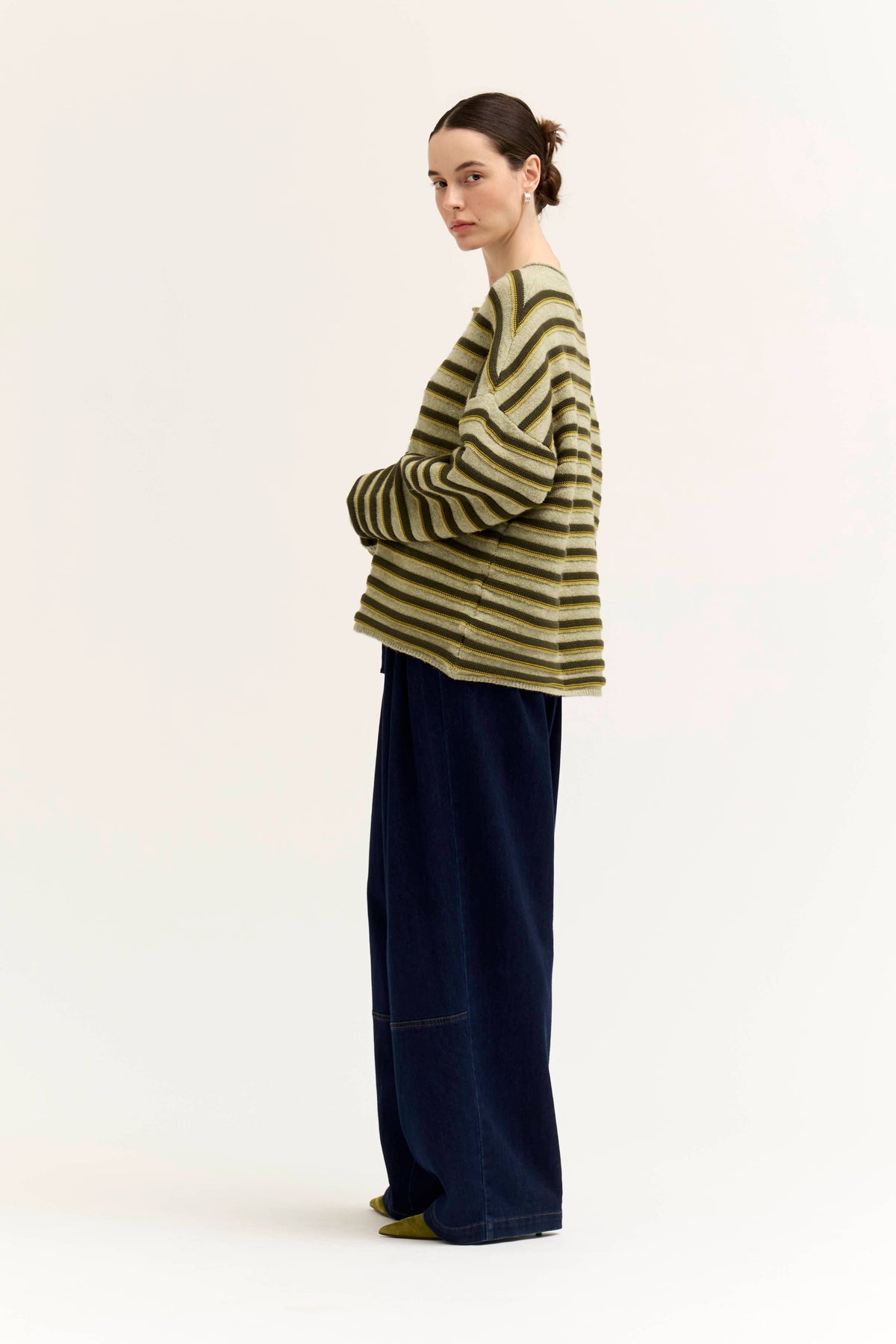 Moss Green Multi-Stripe Cardigan