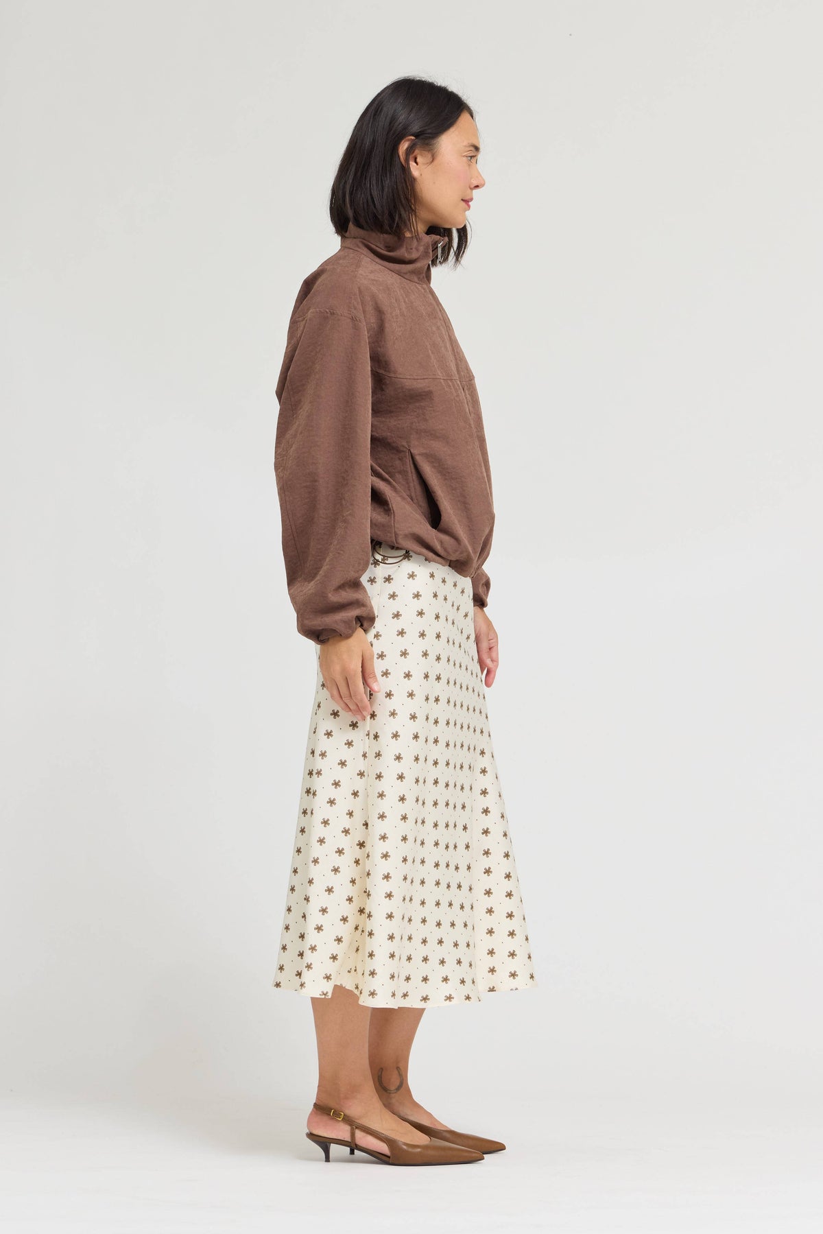 Chocolate High Collar Cinched Jacket