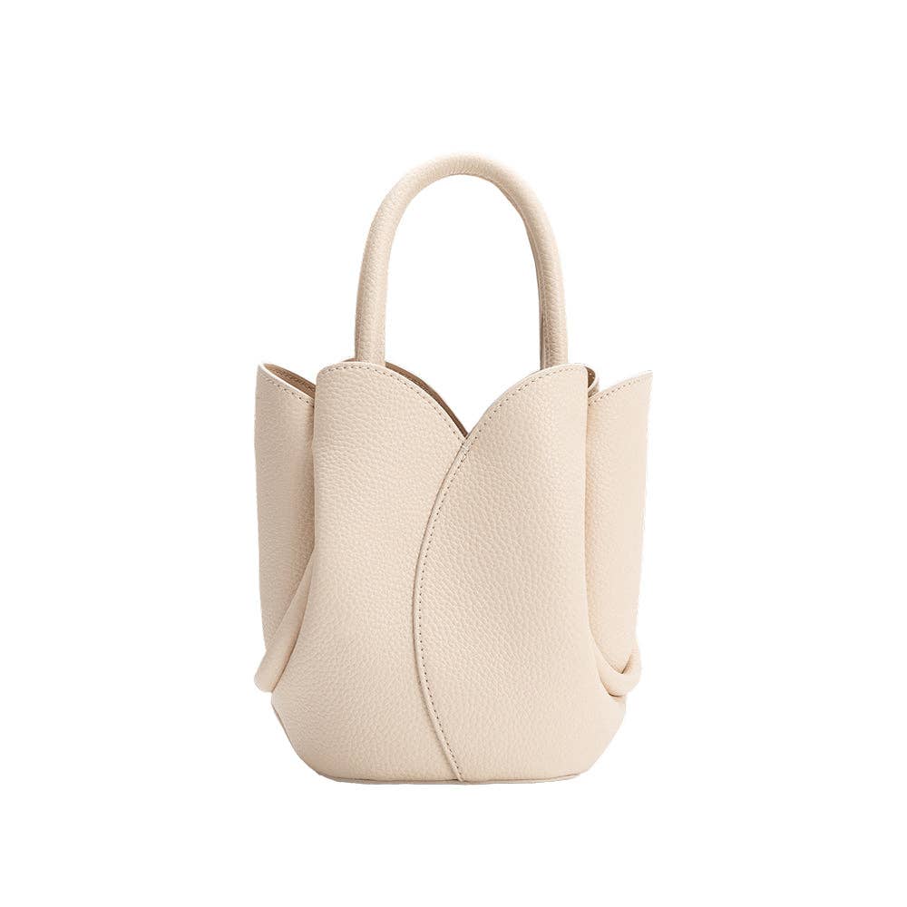 Mini Tulip Bone Vegan Leather Top Handle Bag
