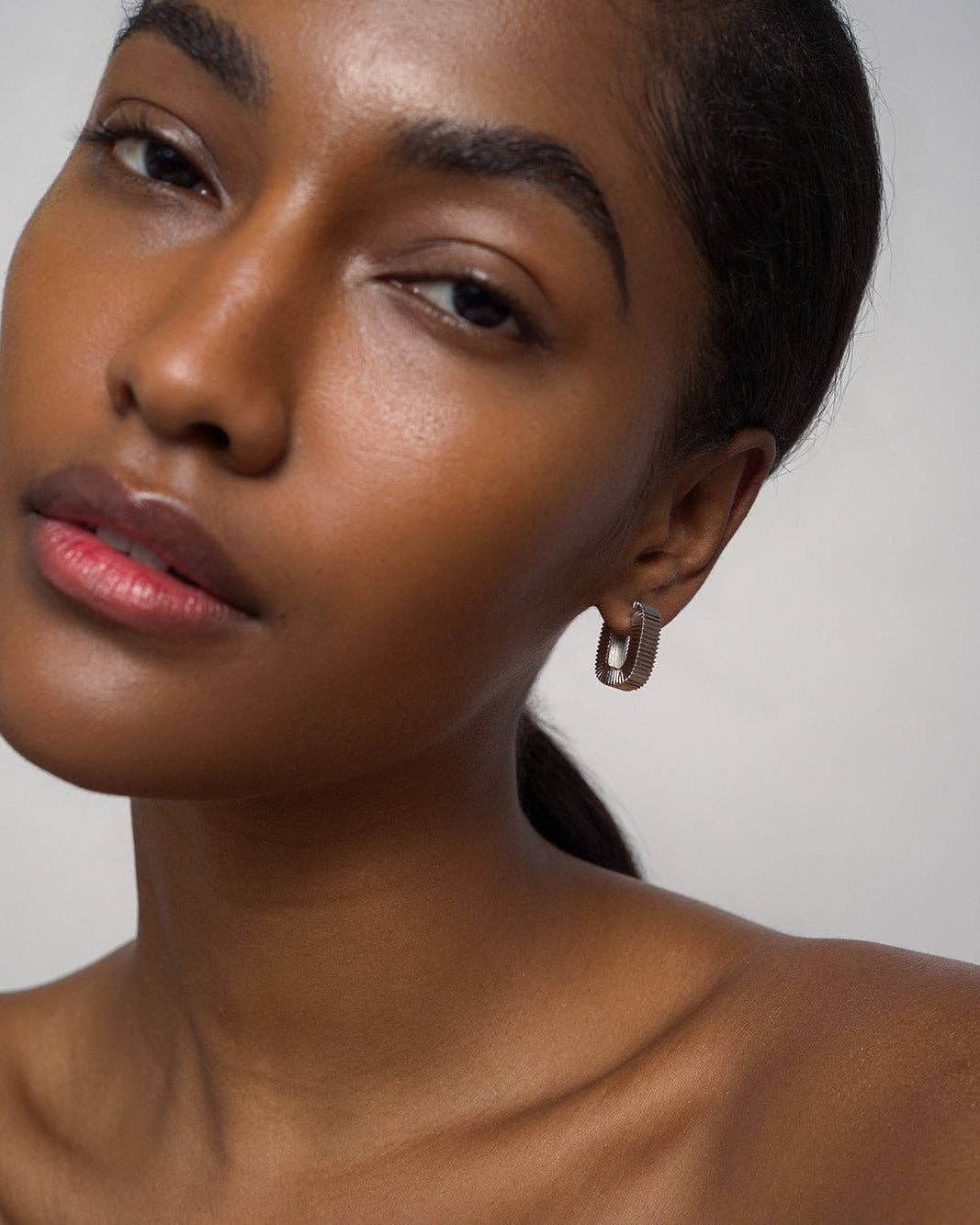 Silver Fluted Hoop Earrings
