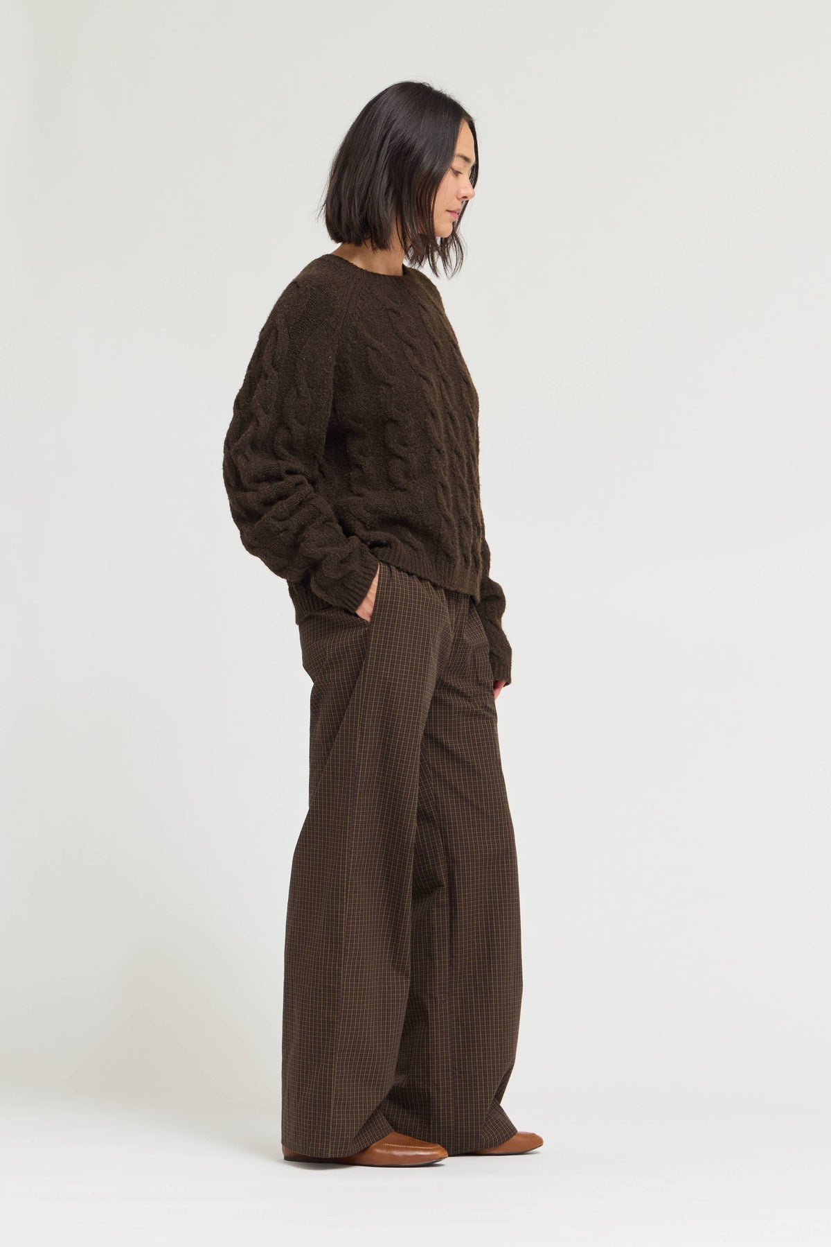 Dark Brown Cozy Cable Knit Sweater