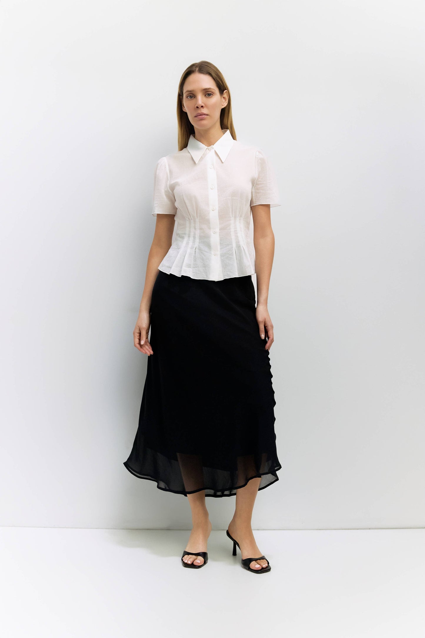 Pleated Waist Cotton Blouse