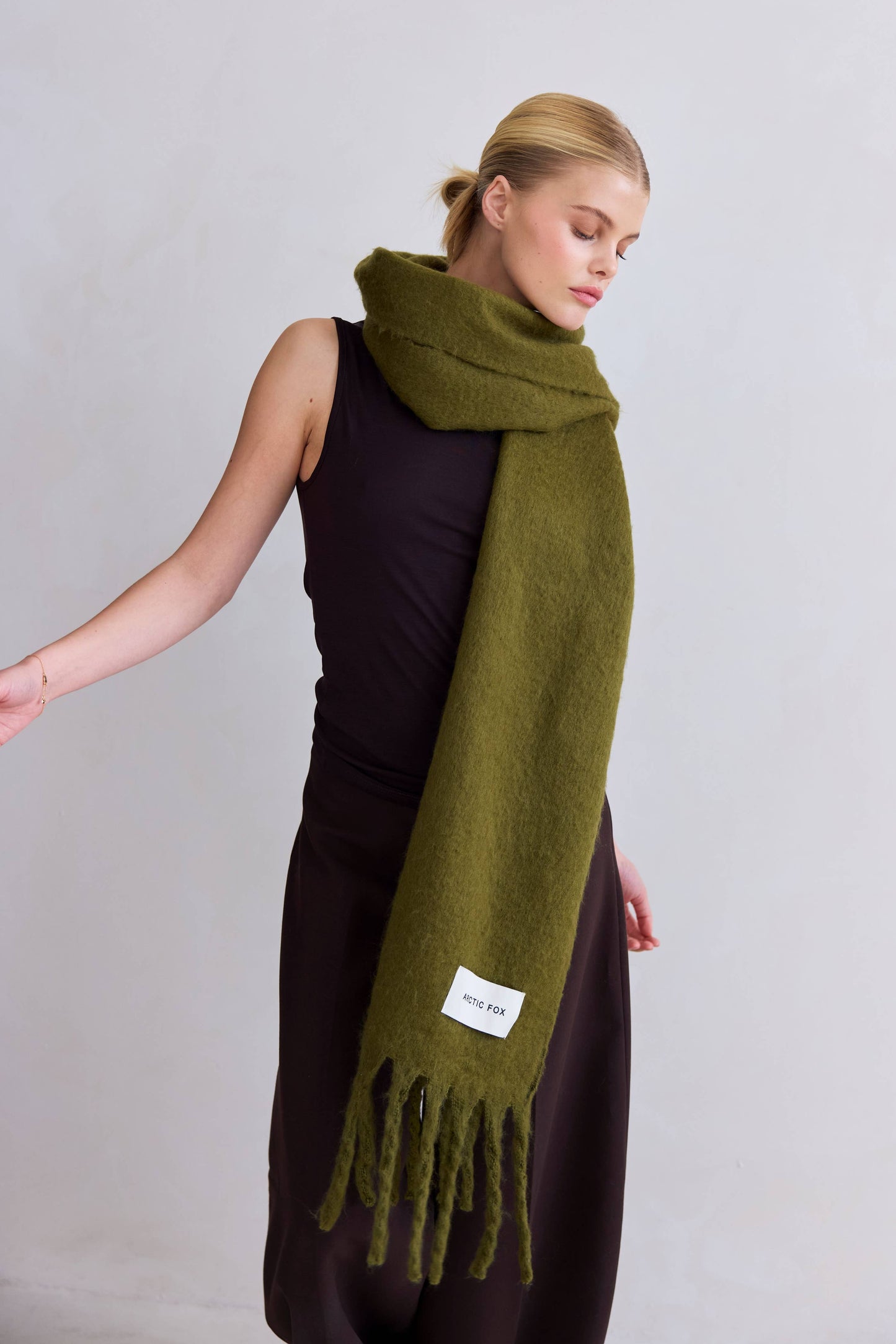 Moss Green Brushed Oversized Scarf