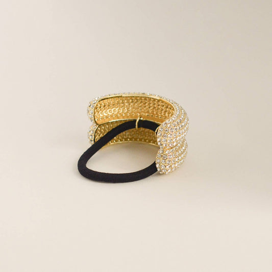 Gold Pavé Stone Double Cuff Hair Tie