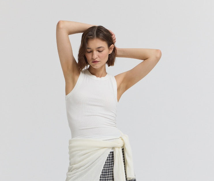 Jersey Knit Curved Hem Tank Top