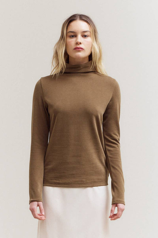 Brushed Mock Neck Long Sleeve Top