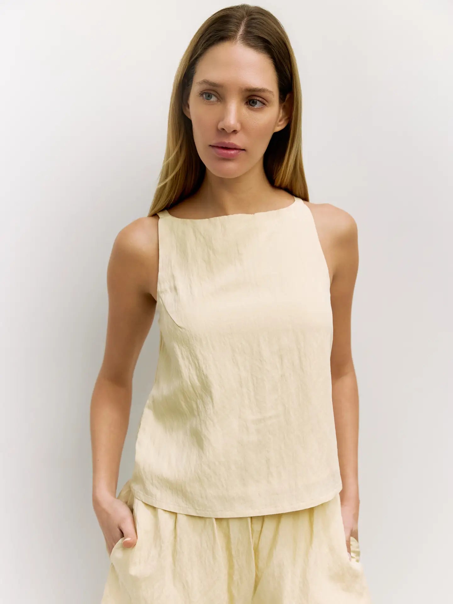 Woven Boatneck Tank Top