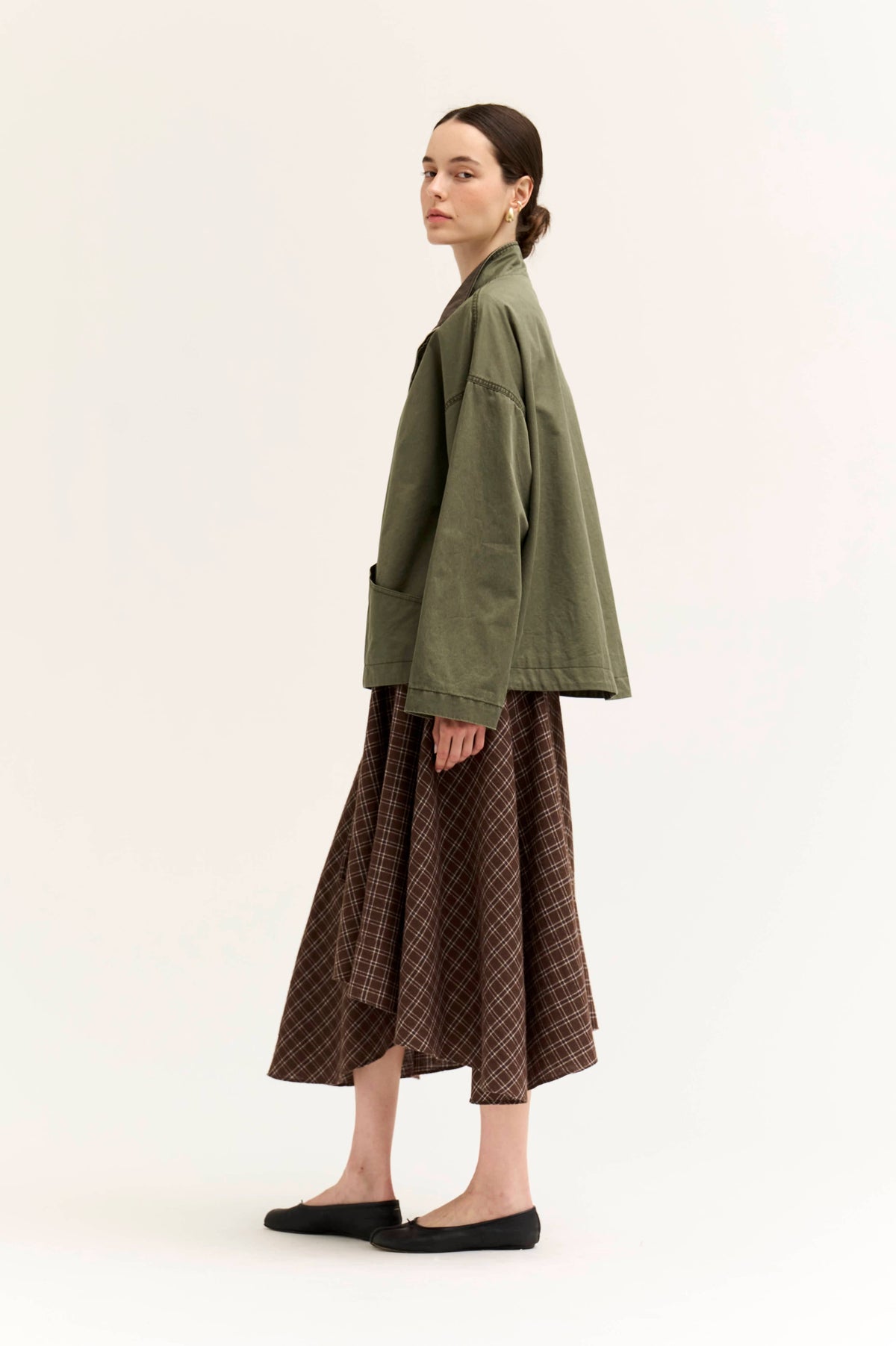 Moss Corduroy High Collar Cotton Jacket