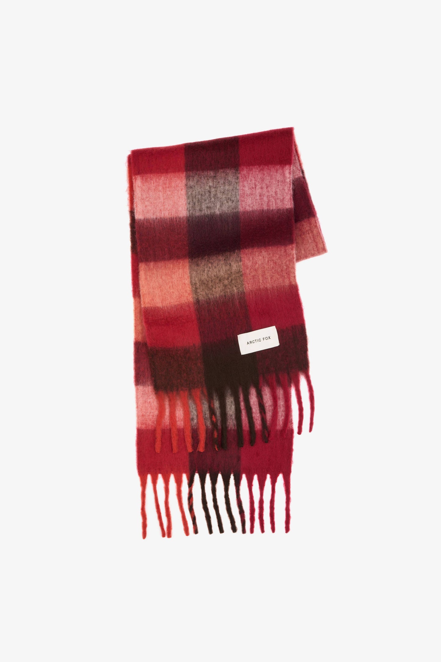 Burgundy Brushed Plaid Oversized Scarf