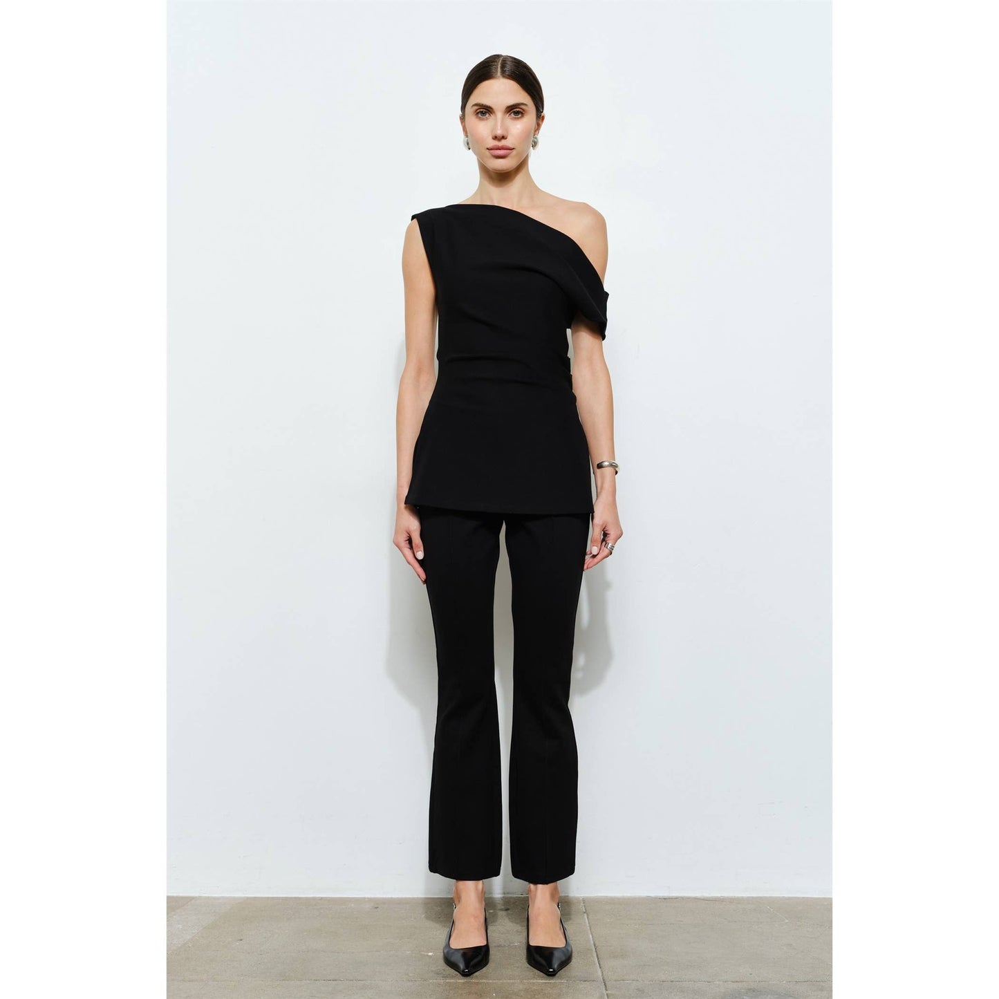 Black Pintuck Flare Pant