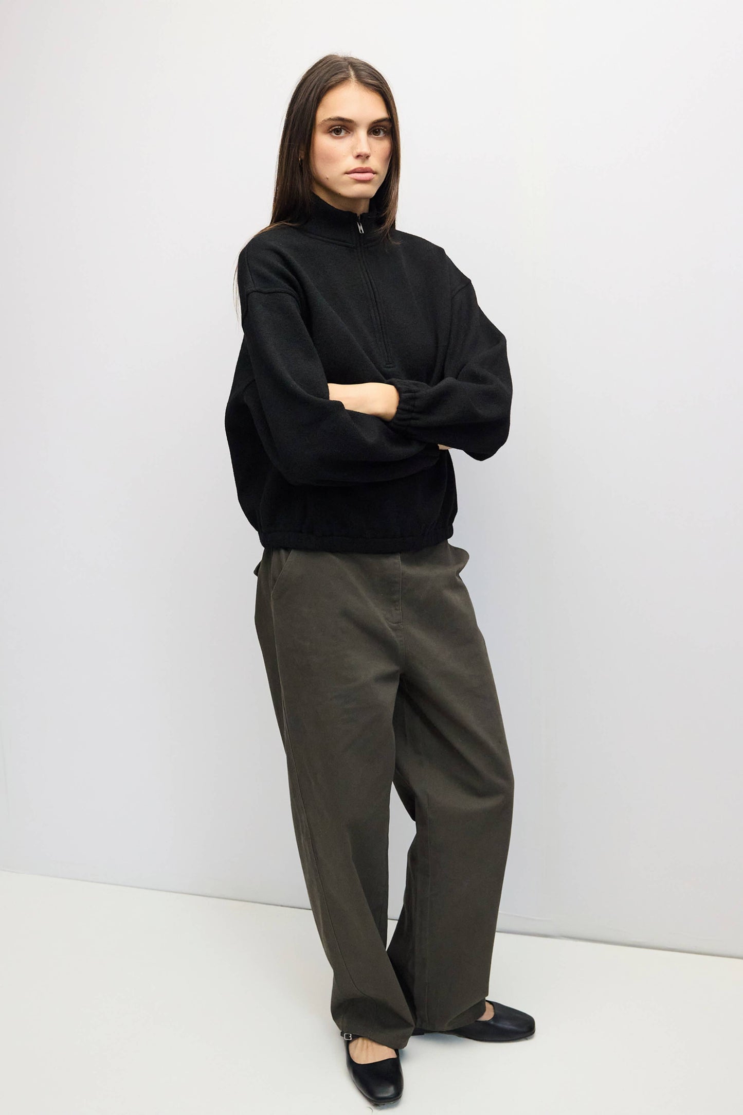Black Quarter Zip Knit Pull Over