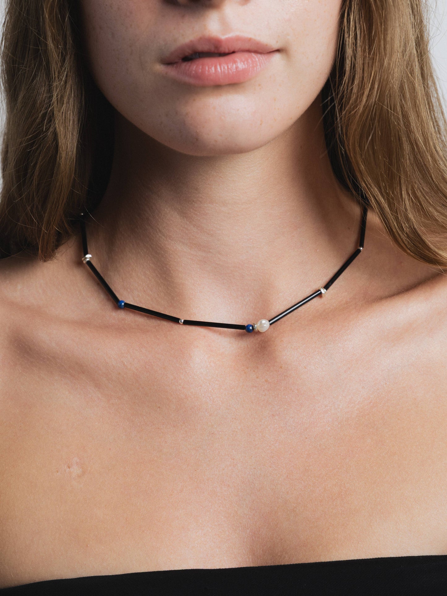 Mixed Lapis & Freshwater Pearl Beaded Necklace