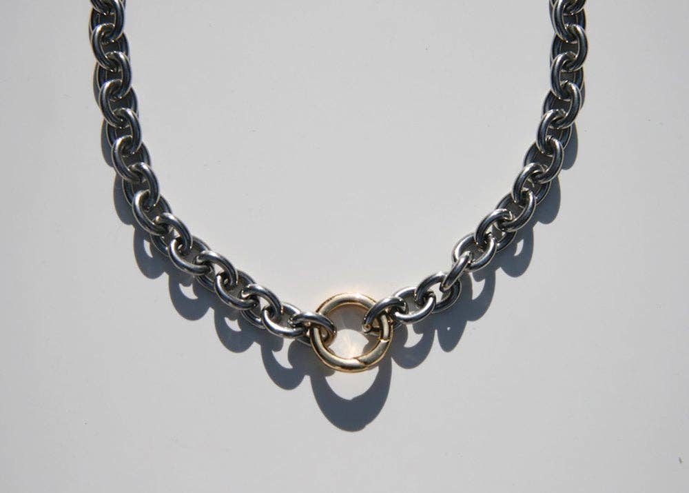 Two-Tone Rhodium Link & Chain Necklace