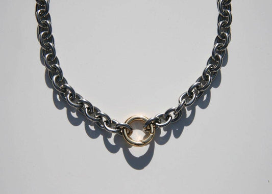 Two-Tone Rhodium Link & Chain Necklace