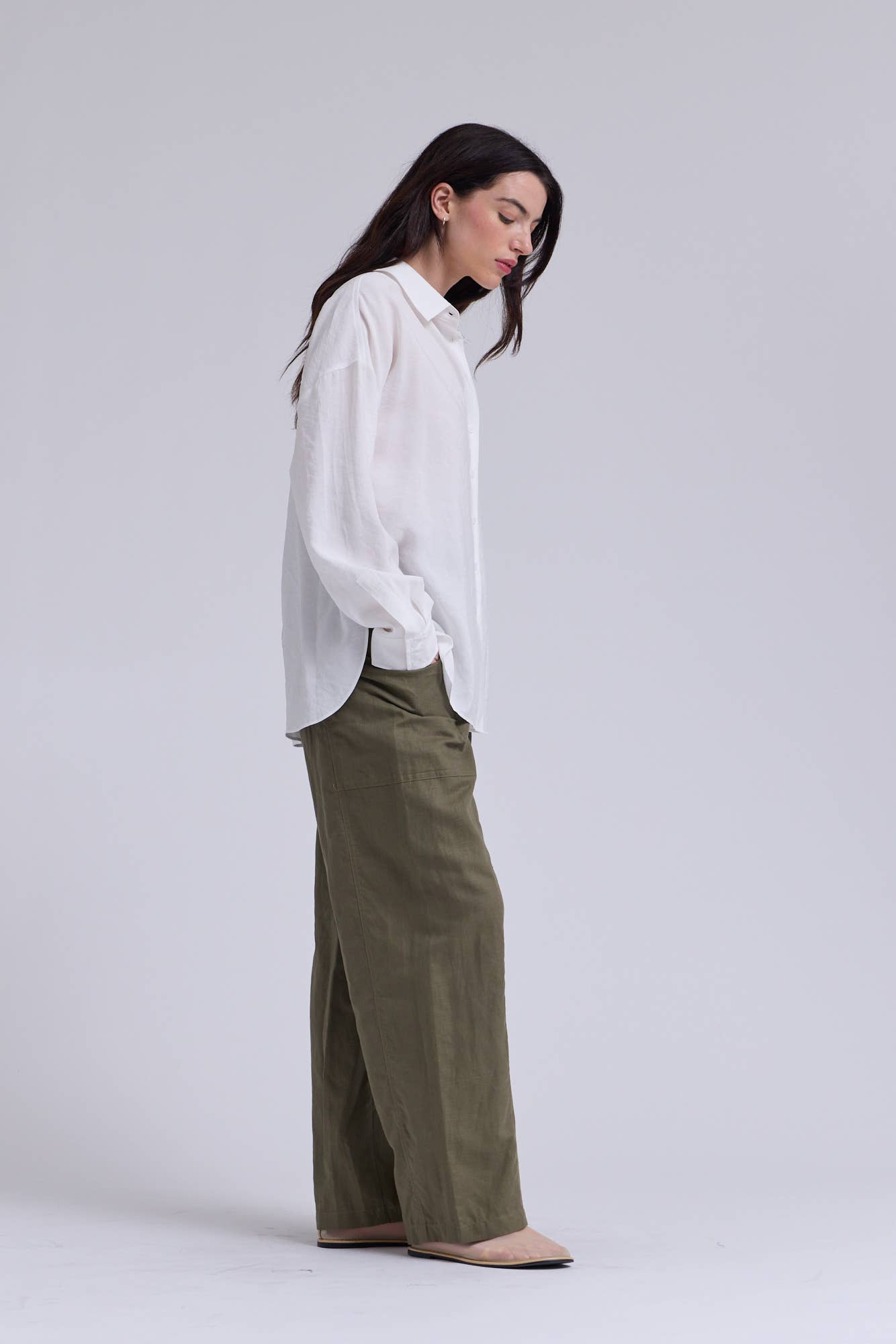 Olive Linen Utility Pants