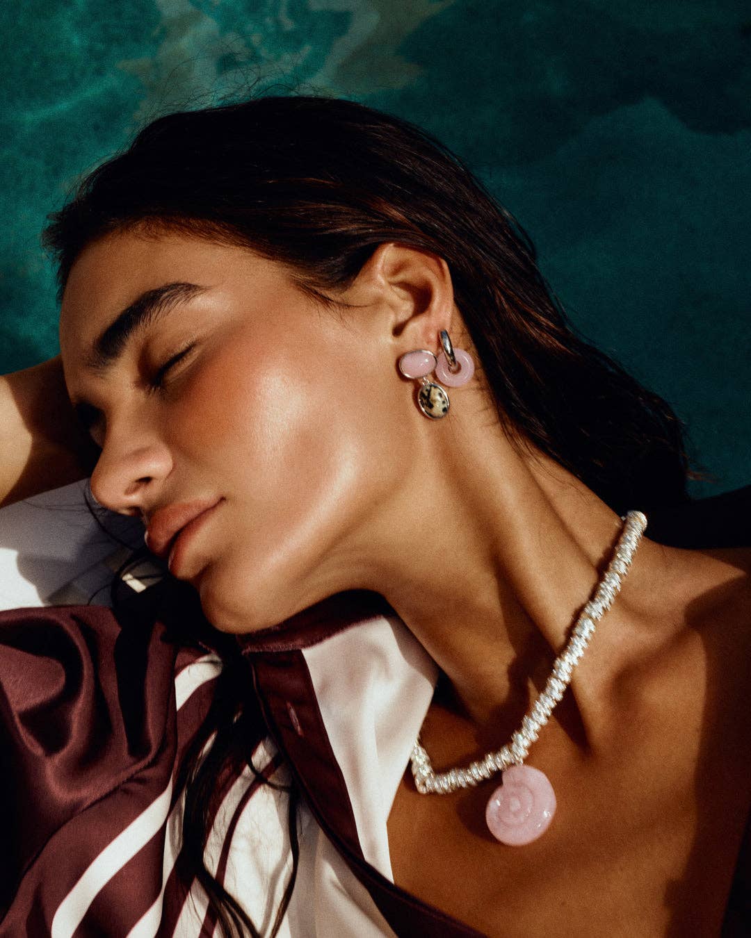 The Rose Quartz Palma Studs - Gold