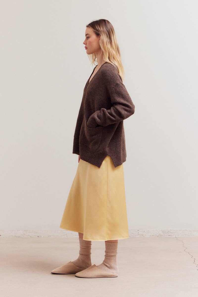 Oversized V-Neck Front Pocket Cardigan