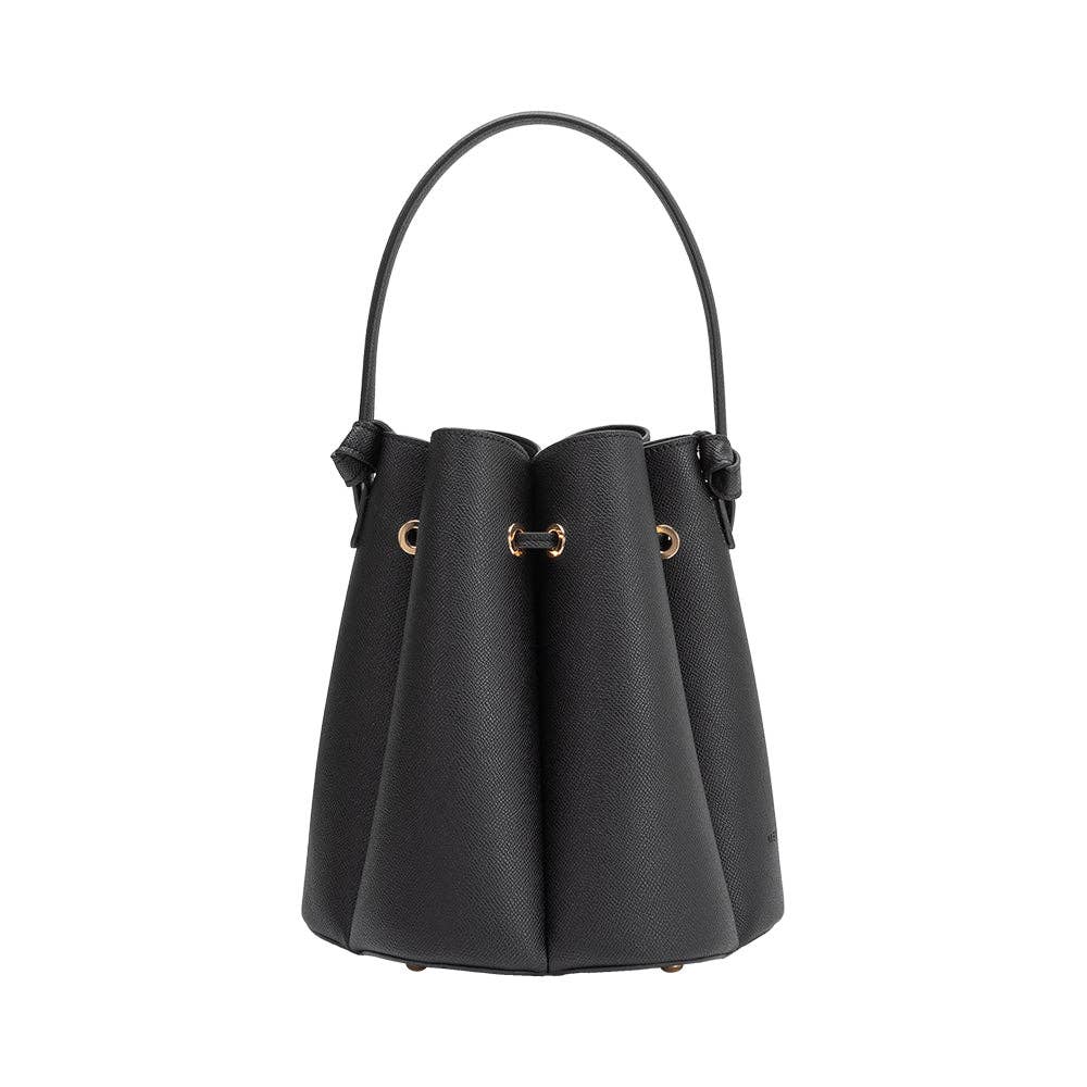 Black Laguna Pleated Top Handle Bag