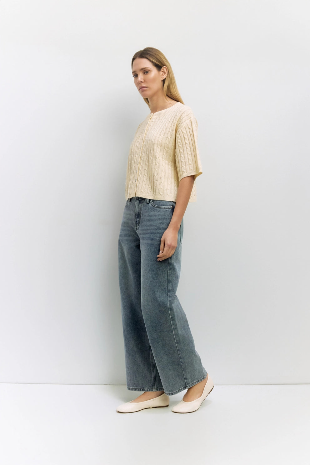 Cable Knit Elbow Sleeve Cardigan