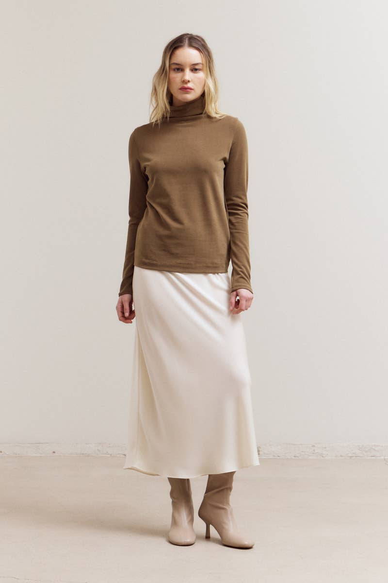 Brushed Mock Neck Long Sleeve Top