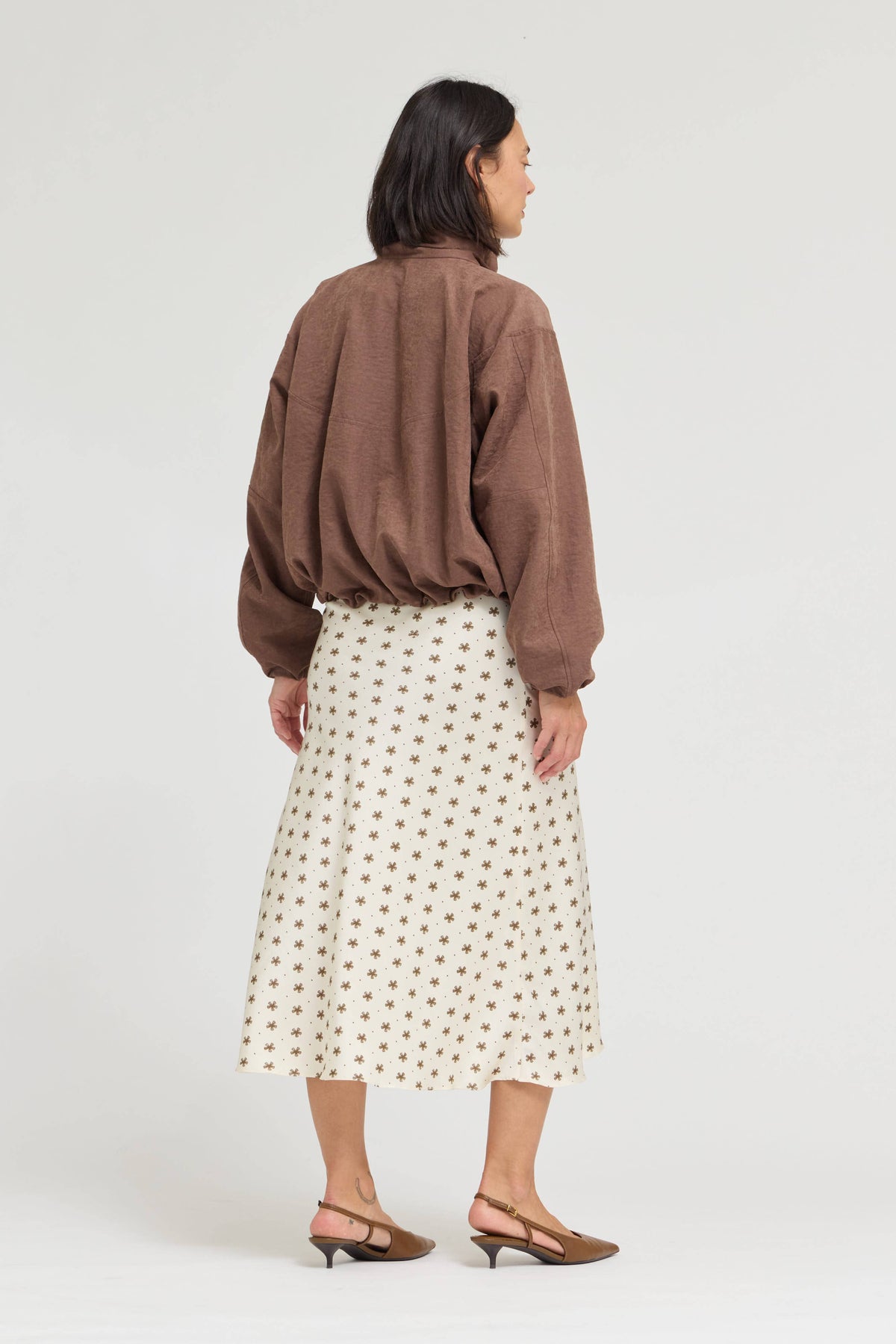 Chocolate High Collar Cinched Jacket