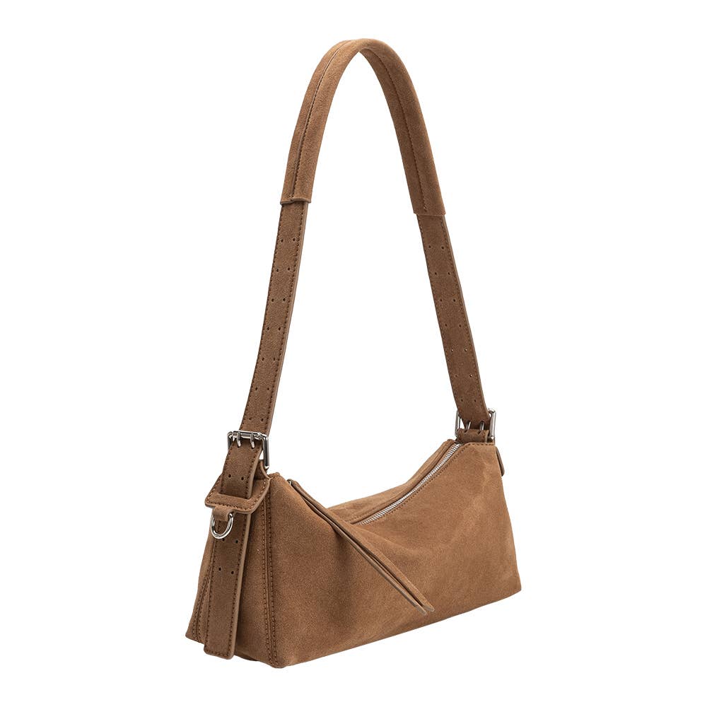 Camel Vegan Suede Valeria Shoulder Bag