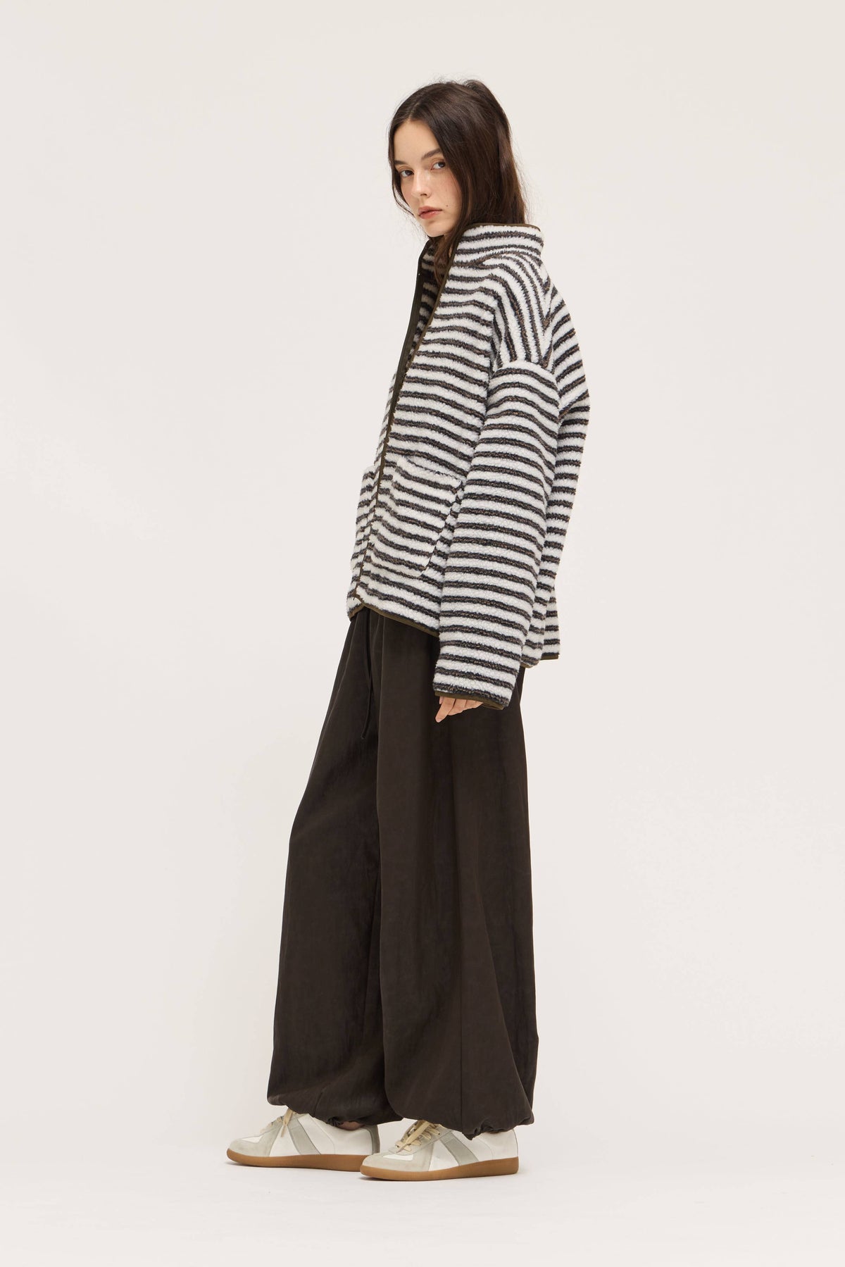 Stripe Fleece  Zip Jacket