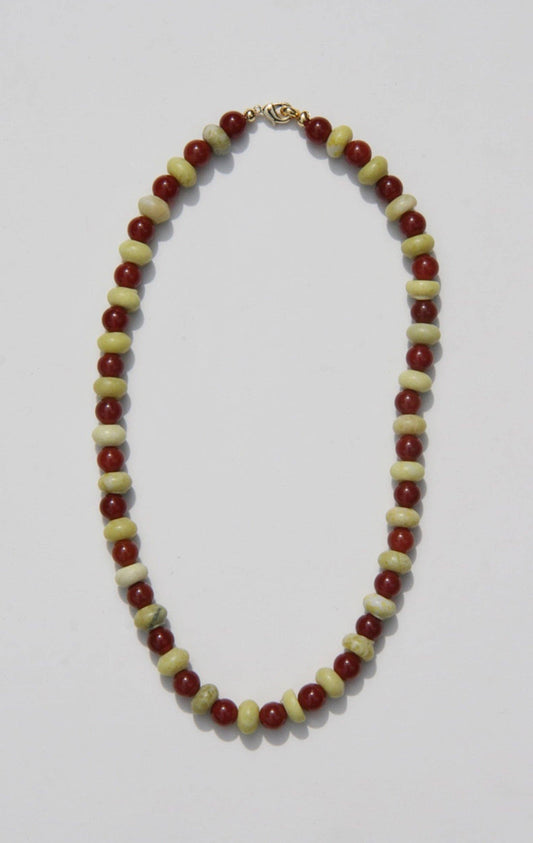 Carnelian and Serpentine Beaded Necklace