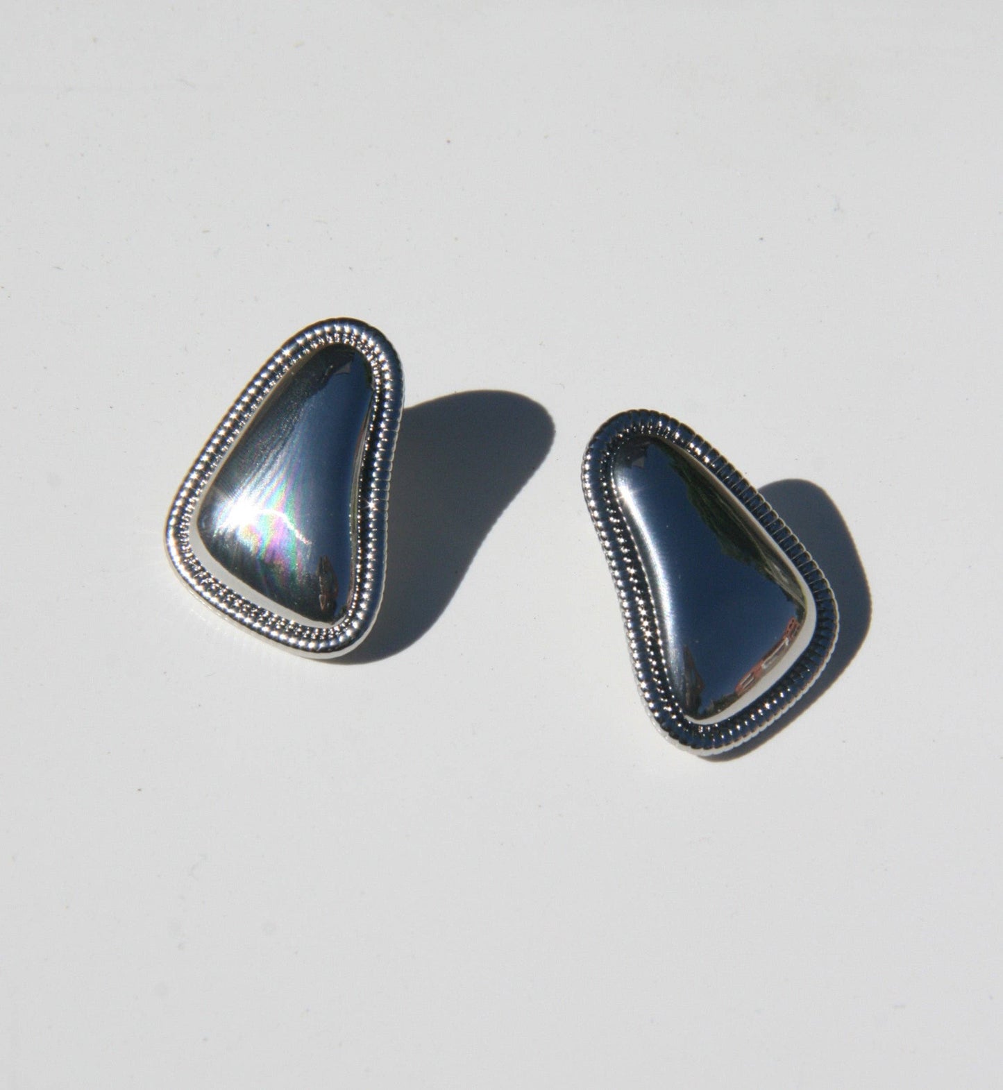 Textured Silver Statement Stud Earrings