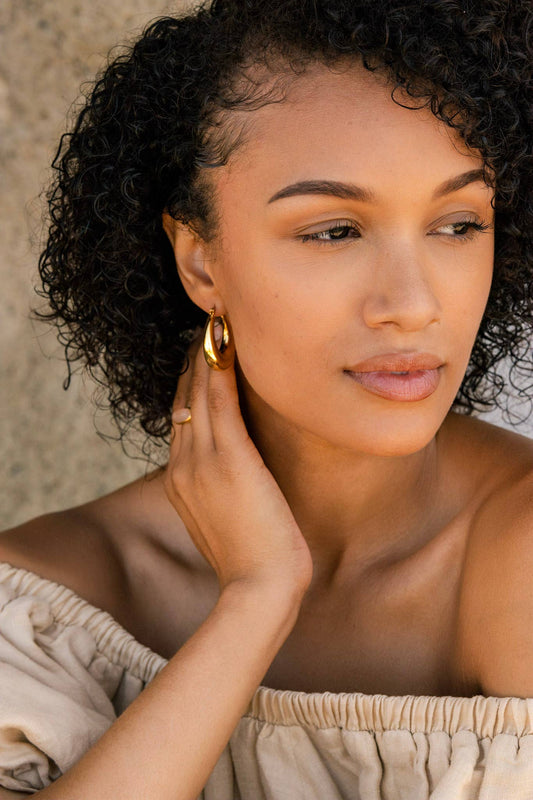 Rounded Big Gold Hoop Earrings