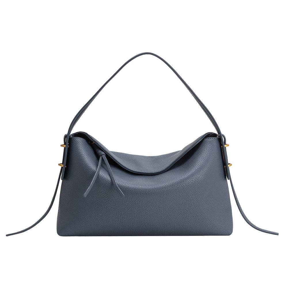 Slate Blue Emory Vegan Leather Top Handle Bag