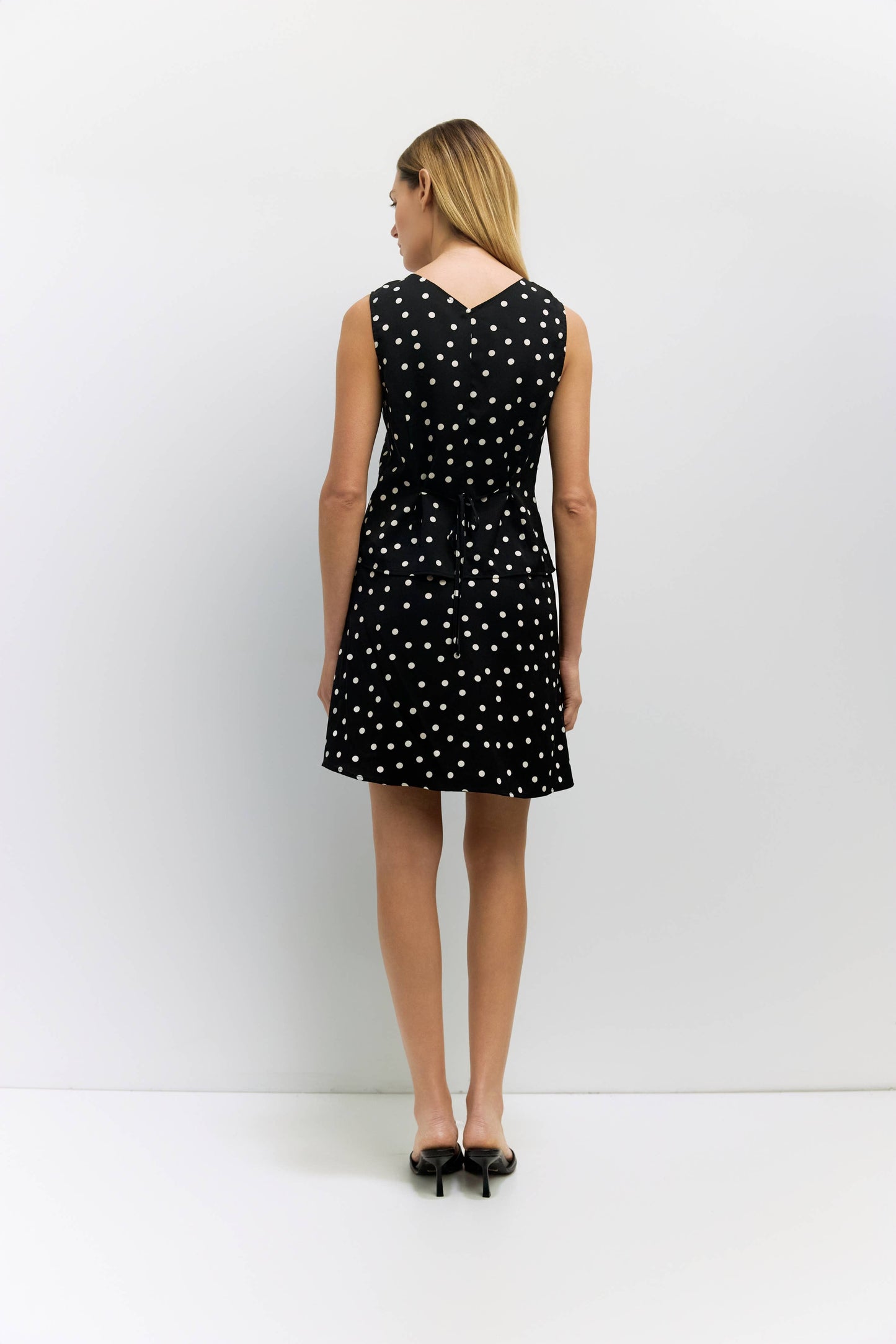 Satin Polka Dot Button-Up Tank