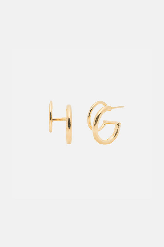 Halo Faux Double Hoops: Gold + Sterling Silver