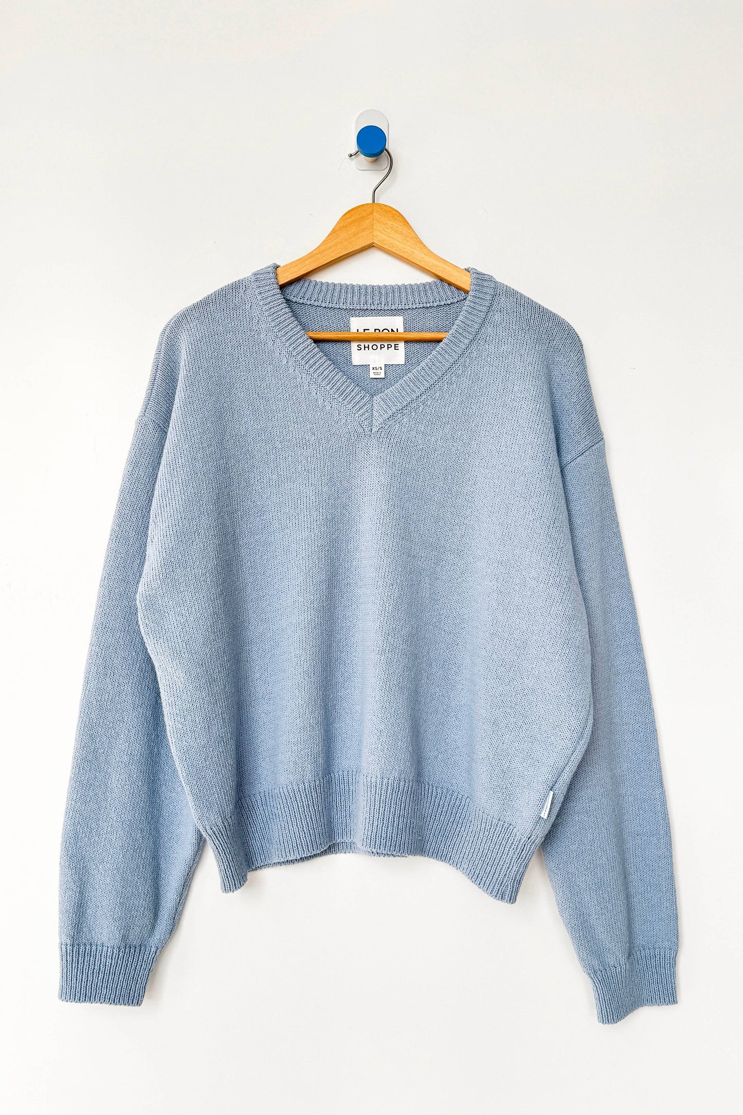 Cornflower Blue Abby Cotton V-Neck Sweater